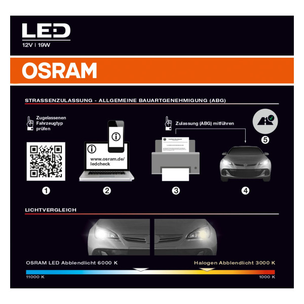 Osram NightBreaker H7-LED 19W Nachrüstlampe - Kaltweiß, 2-Stück