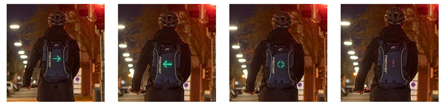 Transport Rucksäcke Rucksack Taschen FISCHER & FISCHER Fahrrad Aufbewahrung Blinkfunktion & Fahrradzubehör & | | | mit | Smartphone-Halterungen
